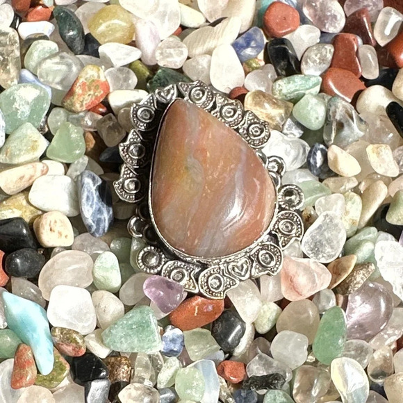 Alquimia Jewelry - Victorian crazy lace Agate drop statement ring